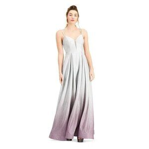 B Darlin Women's Silver Glitter Ombre Spaghetti Strap Full-Length Formal Dress